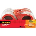 Scotch Storage Tape, Refillable Dispenser, 1-7/8"x38.2 Yds., 4/PK, CL 6PK MMM3650S4RD